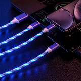 3 IN 1 Glowing LED Light Phone Charger Luminous Cable For Iphone 14 Samsung Xiaomi OPPO Phone Accessories Charge USB Type C Cord