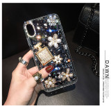 Luxury Bling Diamond Rhinestone Flower Case For iPhone15 Plus 14 13 11Pro MAX XS MAX XR 7 8 Plus 12 Pro Phone Case Pearl Crystal