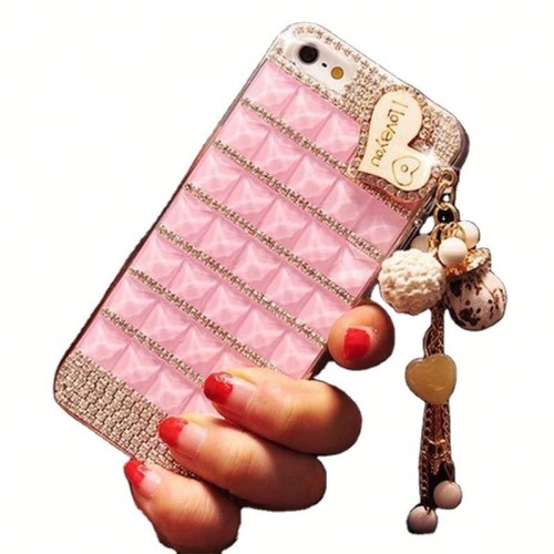 Love Heart Key Chains for iPhone, Diamond Rhinestone Phone Cases, Bling Cover, Luxury, 15, 14, 13, 12 Pro Max