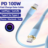 PD 100W Type C To Type C Charge Cable Liquid Silicone For Xiaomi 13 Huawei Samsung S6 MacBook Charge For Ipad Pro Charger Cable