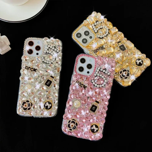 Bling Diamond Crystal Anti-Fingerprint Phone Case, Cover for iPhone 15, 14, 13, 12, 11 Pro Max, XR, XS, X, 7, 8 Plus, 14Plus