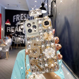 Diamond Rhinestone Perfume Bottle Glitter Case, Crossbody Lanyard, Luxury Cover for iPhone 15, 14, 13, 12, 11 Pro Max, X, XS, XR