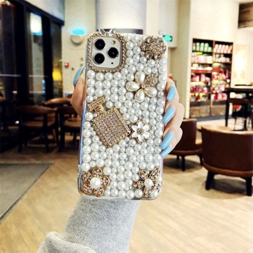 Bling Pearl Diamond Hairball Soft Phone Case, Fashion Cover,For iPhone 14Pro, 11Pro, 12, 13 Pro Max, X, XS, XR, 15Plus, 8 Plus