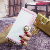 Luxury Glitter Bling Pearl Diamond Leather Flip Wallet Phone Case, Cover for iPhone 14, 15, 13, 12, 11 Pro, XR, XS, 15MAX Plus