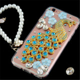 Glitter Bling Crystal Diamond Peacock Cases for iPhone, Fashion Cover for iPhone 14, 13, 12 Mini, 15 Pro Max, XR, XS, X, 6, 6S,