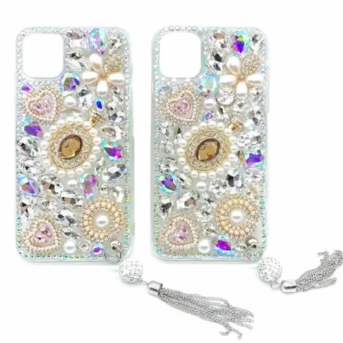 3D Sparkle Diamond Cover with Tassel, Handmade Series, for iPhone, 8, Xr, X, Xs Max, 11, 12, 13, 14, 15 Plus Pro Max, Luxury