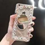 Rhinestone Glitter Makeup Mirror Case, Luxury Diamond, 3D Texture, Prism Holographic Laser Mirror Phone Cases for iPhone 15, 14