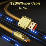 Zinc Alloy 120W USB Super Fast Charging Data Cable For Xiaomi Huawei Samsung Type C 6A Micro 3A Charge Game Cord For iPhone 2.4A