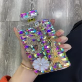 Rhinestone Chain Perfume Bottle Phone Case, Jewelry Diamond, for iPhone 14, 15, 13 Pro Max, 12, 11, XS, XR, 8 Plus