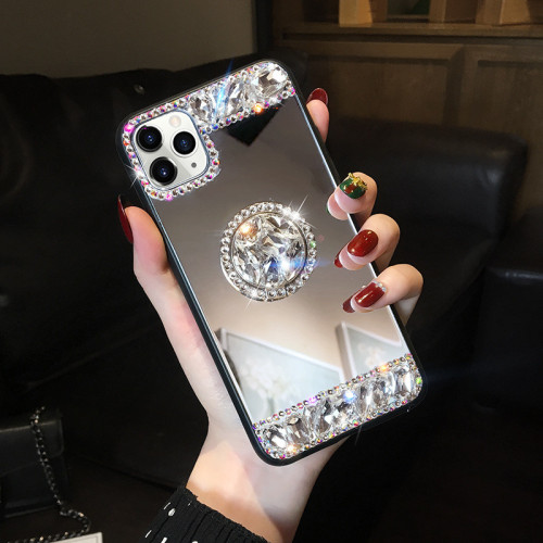 Luxury Glitter Bling Diamond Airbag Stand Cover, Soft Mirror Cover,For iPhone 13, 14, 12, 11, 14Pro Max, X, 15Plus, XR, 14 Plus