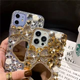 Shiny Butterfly Diamonds Phone Case for iPhone, Women's Cover, Luxury Brand, 15, 14, 13, 12, 11 Pro Max, XR, XS Max