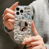 Diamond Glitter Phone Cover, Jewelry, Crystal, Luxury Brand Case, for iPhone 15, 14, 13, 12, 11 Pro Max, XR, XS, X, 8, 7 Plus
