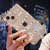 Luxury Glitter Crystal Diamond Bow Tie Phone Case, Silicone Floral Bling Cover, for iPhone 15, 14, 13, 12, 11 Pro Max, X, XS