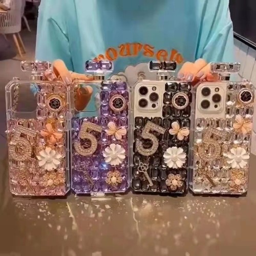 Rhinestone Perfume Bottle 3D Case for iPhone, Bling Diamond, Glitter Crystal Phone Cover, Luxury, 15, 14, 13, 12, 11 Pro Max