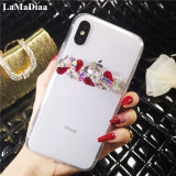 Luxury Glitter Diamond Mobile Phone Case, Transparent Soft Edge,For iPhone 14 13 12 15 Pro X XS MAX XR Plus 7 8 and 14Plus