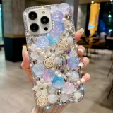Fantasy Gradual Rose Diamond Pearl Flower Phone Case for Iphone 15 14 12 Pro Max MiNi 11 13 Pro X XS XR 7 8 Plus SE Back Cover