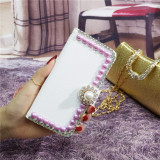 Luxury Glitter Bling Pearl Diamond Leather Flip Wallet Phone Case, Cover for iPhone 14, 15, 13, 12, 11 Pro, XR, XS, 15MAX Plus