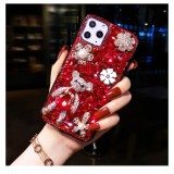 Luxury 3D Diamond Bear Flower Pearl Phone Case for iPhone 15, 14 Pro Max, Clear Hardware, Carved Accessories, Bumper Phone Cover