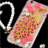 Glitter Bling Crystal Diamond Peacock Cases for iPhone, Fashion Cover for iPhone 14, 13, 12 Mini, 15 Pro Max, XR, XS, X, 6, 6S,