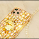 Diamond Rhinestone Case for iPhone, Gold Crystal Strap, Case for iPhone 14, 12, 13, 11 Pro Max,15 , Plus, Glitter Bling, 2022