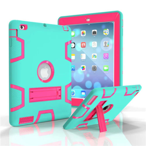 For Apple iPad2 iPad3 iPad4 Case Kids Safe Armor Shockproof Heavy Duty Silicon+PC Stand Back Case Cover For ipad 2 3 4 Tablet PC