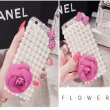 Luxury Bling Rhinestone Diamond Crystal Case, Glitter Flower Cover for iPhone 14, 15, 13, 12, 11 Pro, XS, XR Plus, Bowknot Pearl