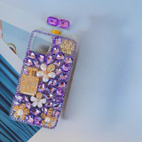 Luxury Bling Perfume Bottle Case with Lanyard Strap, Sparkle Rhinestones Diamond for iPhone 15 Pro 14 Max, Bling Case, Glitter