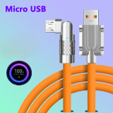 120W 6A Elbow Micro USB 180 °Rotate Liquid Silicone Cable For Samsung S3 S5 S6 Phone Cable Power Bank Usb Cord For Playing Game