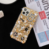 Diamond Bling Flowers Rhinestone Cases for iPhone, Phone Shell for iPhone 14 Pro, 15 Pro Max, Mobile Back Cover, Lollipop