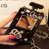 Bling Diamond Crystal Perfume Bottle Chain Handbag Case Cover for iPhone X 15 MAX XR Plus 11 12 13 14 Pro