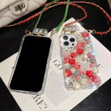 Luxury Bling Diamond Crystal Case Cover for iPhone, 3D Case, Flower Perfume Bottle Phone Case, 15, 12, 11, 13Pro Max