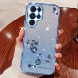 Luxury Plating Gradient Glitter Diamond Flower Women Shockproof Phone Case For Samsung A05 A05S A55 A25 5g S24 Plus Ultra