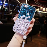Soft Silicone Phone Case with Diamond Sparkling, Transparent, Luxury, for iPhone 11, 12, 13, 14, 15 Pro Max