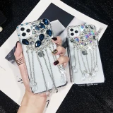 Luxury Glitter Diamond Pendant Tassel Crystal Phone Case, Soft Cover for iPhone 14, 15, 11 Pro Max, SE, X, 7, 8 Plus, 12, 13