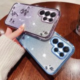 Luxury Plating Gradient Glitter Diamond Flower Women Shockproof Phone Case For Samsung A05 A05S A55 A25 5g S24 Plus Ultra
