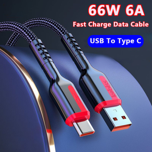 66W 6A USB Type C  Fast Charge Cord Nylon Braided For Samsung Galaxy S23 Plus S22 Xiaomi K60 Huawei P60 Phone Charger USB C Cord