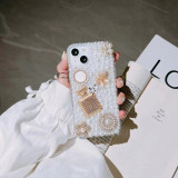 Rhinestone Pearl Perfume Bottle Case for Girls, Diamond Case, Bling Cover for iPhone 12, 13, 14, 15, Pro Max, Fashion, Luxury
