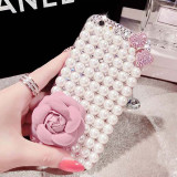 Luxury Bling Rhinestone Diamond Crystal Case, Glitter Flower Cover for iPhone 14, 15, 13, 12, 11 Pro, XS, XR Plus, Bowknot Pearl