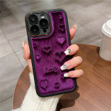 Fashion Love Heart Case for iphone 15 PRO MAX 13 PRO Soft Fabric Cloth Velvet Plush Cover for iphone 14 PRO MAX 11 12 15 PLUS