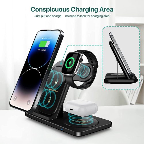 Foldable 3 in 1 Wireless Charger Station For iPhone 11 12 Pro 13 14 Plus Apple Watchs 7/6 For Samsung Galaxy Watch