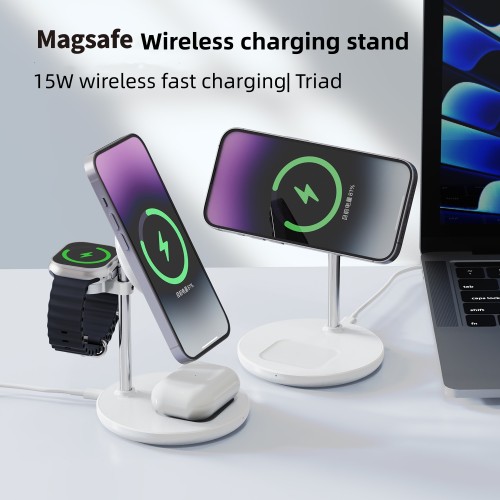 Magsafe 3-in-1  Wireless Charging Works With 14/13/12 Pro Max Watch 8 7 6 Airpods Pro Desktop Wireless Charger Stand