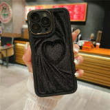Fashion Velvet Plush Cover for iphone 14 PRO MAX 11 12 15 PLUS Soft Fabric Cloth Love Heart Case for iphone 15 PRO MAX 13 PRO