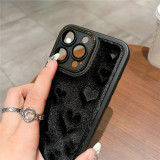 Fashion Love Heart Case for iphone 15 PRO MAX 13 PRO Soft Fabric Cloth Velvet Plush Cover for iphone 14 PRO MAX 11 12 15 PLUS