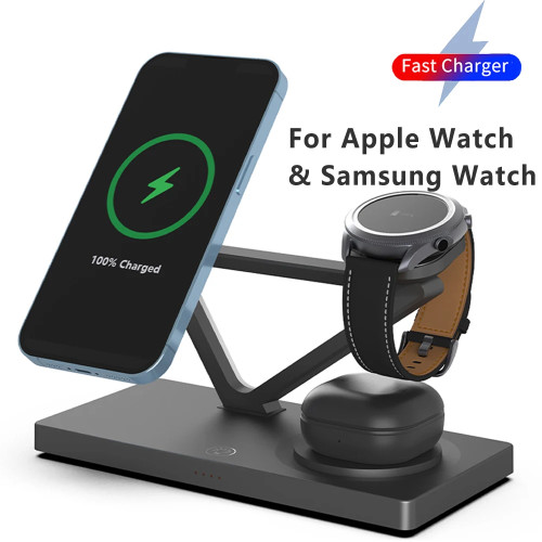 3 in 1 Macsafe Wireless Charger For iPhone 14 13 12 Fast Charging Station For Samsung Galaxy Watch / Apple Watch AirPods 2 3 Pro