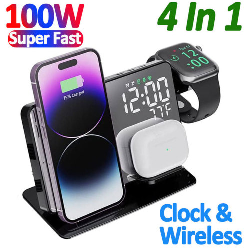 15W Fast Wireless Charger Dock Station For iPhone 14 13 12 11 XS XR X 8 Apple Watch 8 7 6 SE AirPods 3 Pro Phone Charging Stand