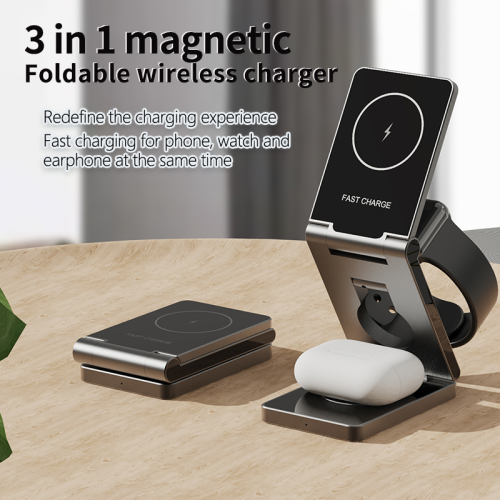 New private model mobile phone, headset, watch, magnetic multi-function wireless fast charging, folding 3-in-1 charger