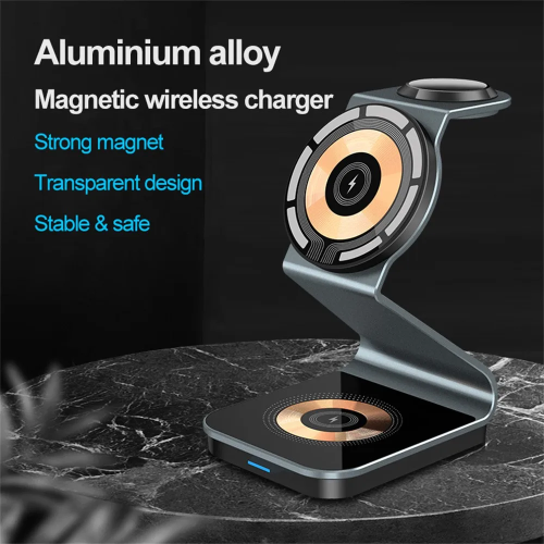 3 In 1 Magnetic Wireless Charger Stand For iPhone14 13 12 Pro Max Apple Watch Airpods Fast Charging Dock Station For Apple Watch
