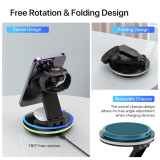 3 in 1 Wireless Charger Stand For iPhone 12 13 14 15 Magsafe Charger Fast Charging Station for Apple Watch 9 8 7 6 5 Airpods Pro