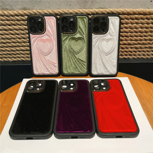 Fashion Velvet Plush Cover for iphone 14 PRO MAX 11 12 15 PLUS Soft Fabric Cloth Love Heart Case for iphone 15 PRO MAX 13 PRO