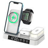 20W 5 in 1 Foldable Magnetic Wireless Charger Station Alarm Clock & Night Light for iWacth AirPods iPhone 14/13/12/11/Pro